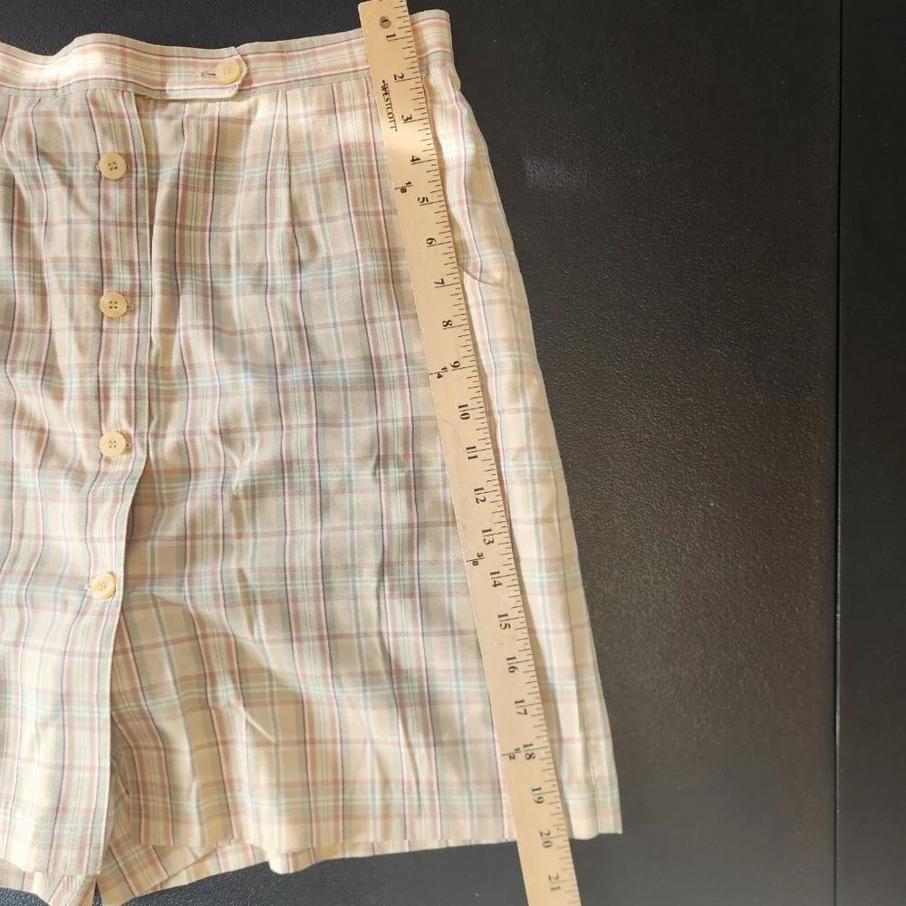 LIZ CLAIBORNE Liz Golf Skort Skirt Size 14 Yellow Beige Green Plaid EUC‎